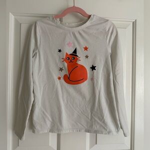 Cat & Jack Long Sleeve Tee with Orange Cat and Stars, size 8